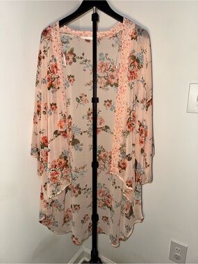 Band of Gypsies Pink Floral Sheer Kimono